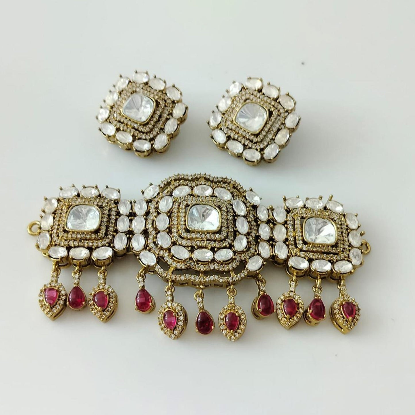 REGAL RUBY KUNDAN NECKLACE SET