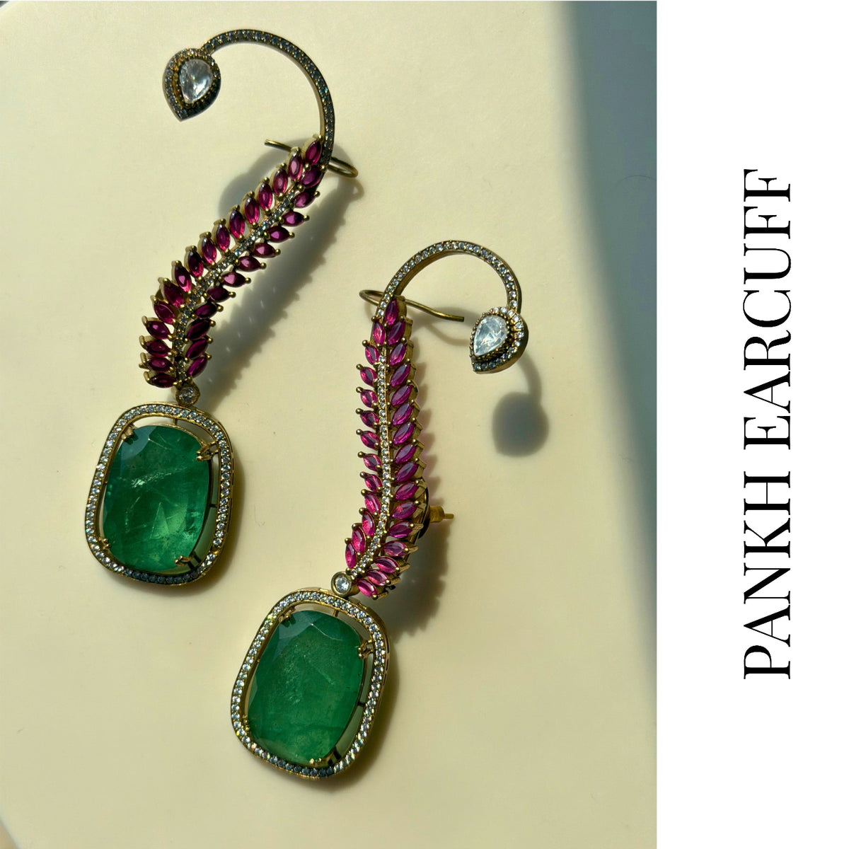 PETITE PANKH DOUBLET STONE EAR CUFFS