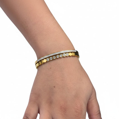 LUNA DUAL-TONE CRYSTAL BANGLE