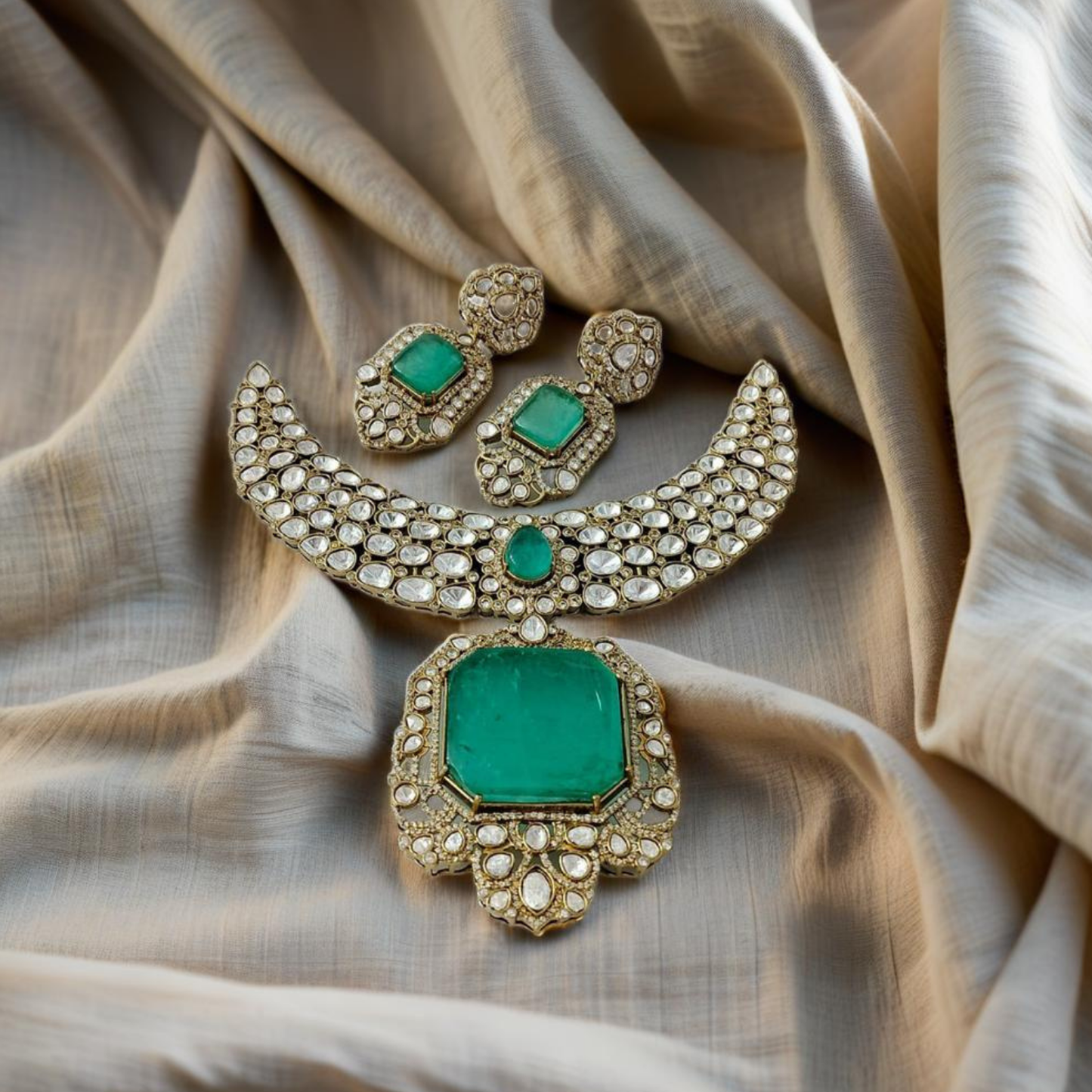 EMERALD MAJESTY KUNDAN SET
