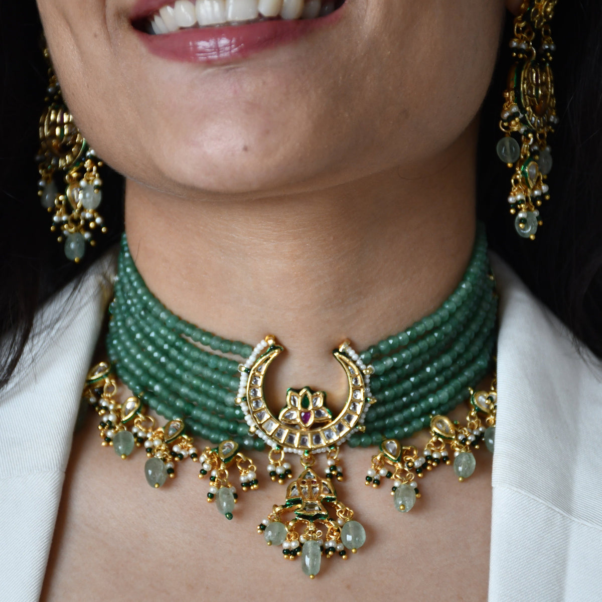 NOORVI GREEN CHOKER SET