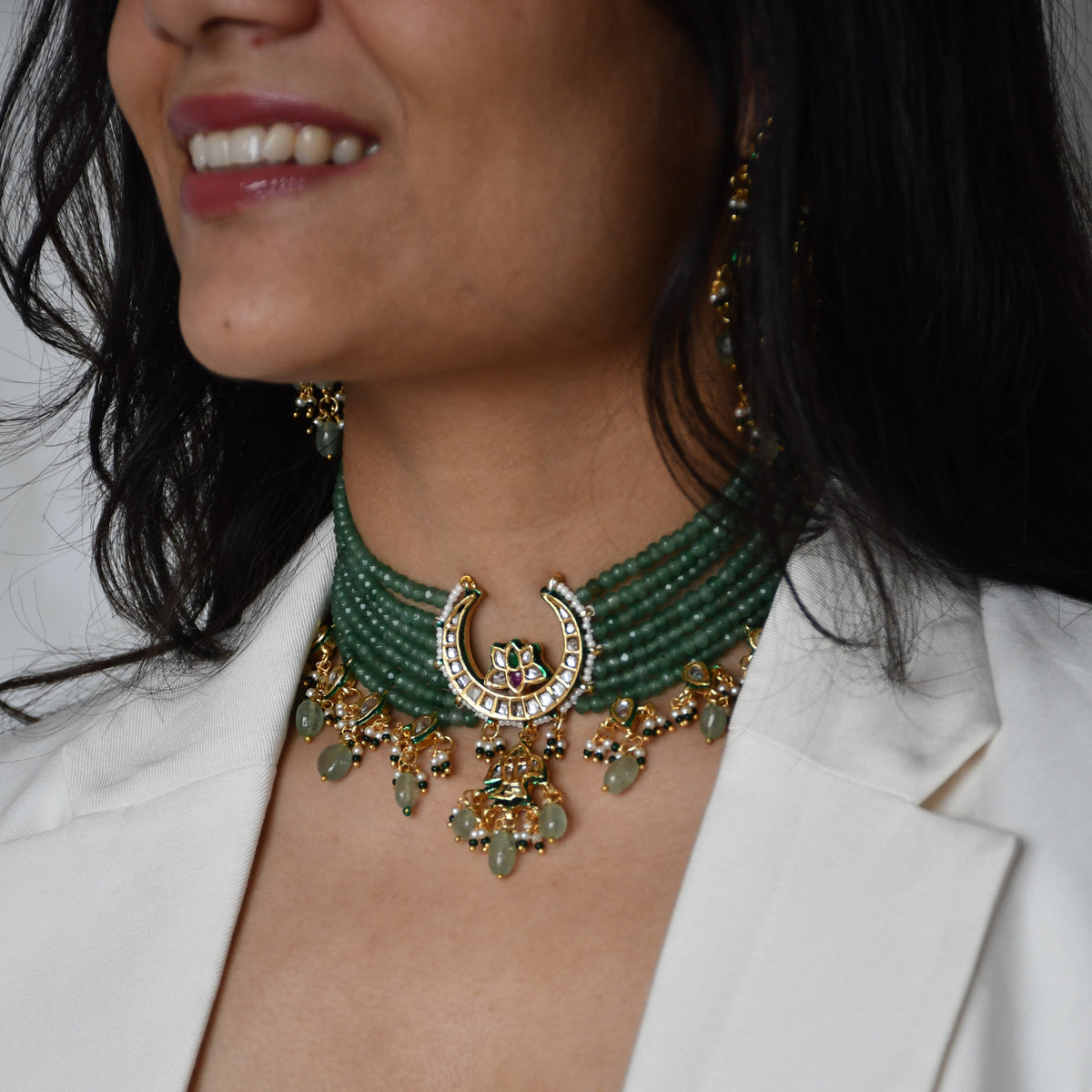 NOORVI GREEN CHOKER SET