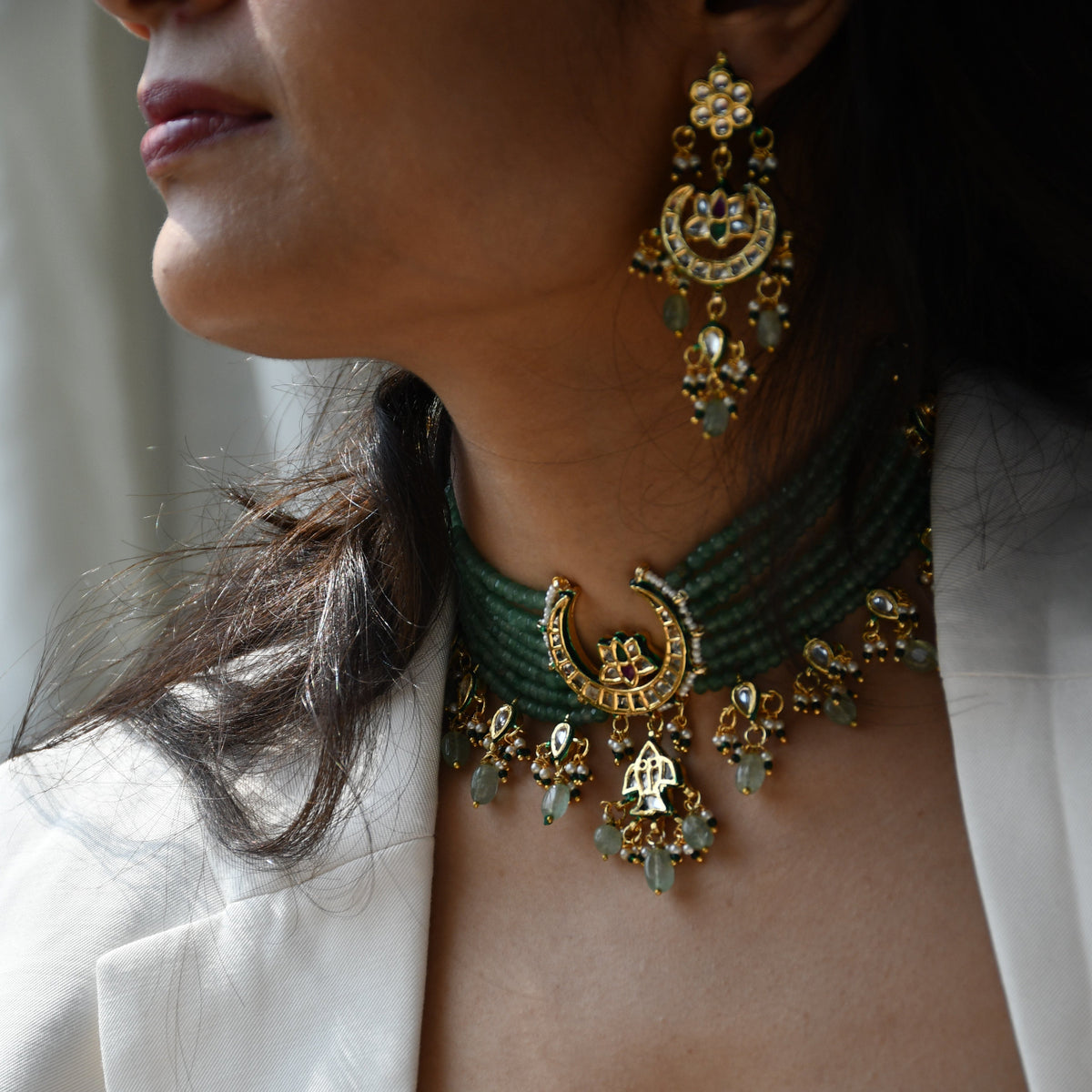 NOORVI GREEN CHOKER SET