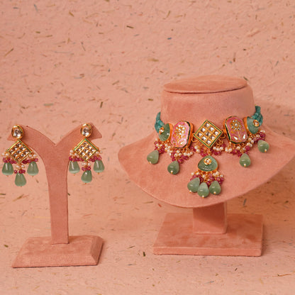 NOORA HANDPAINTED KUNDAN CHOKER SET