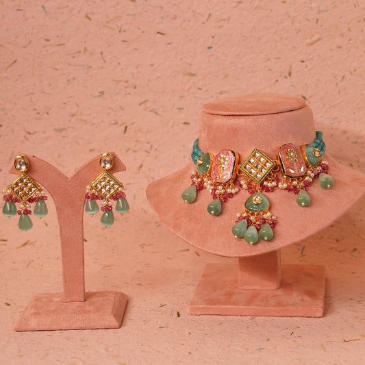 NOORA HANDPAINTED KUNDAN CHOKER SET