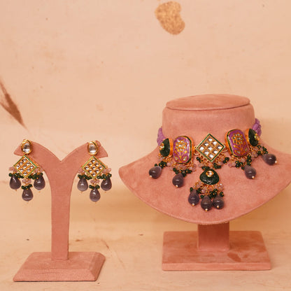NOORA HANDPAINTED KUNDAN CHOKER SET