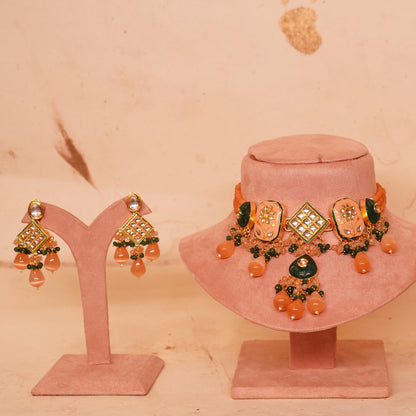 NOORA HANDPAINTED KUNDAN CHOKER SET