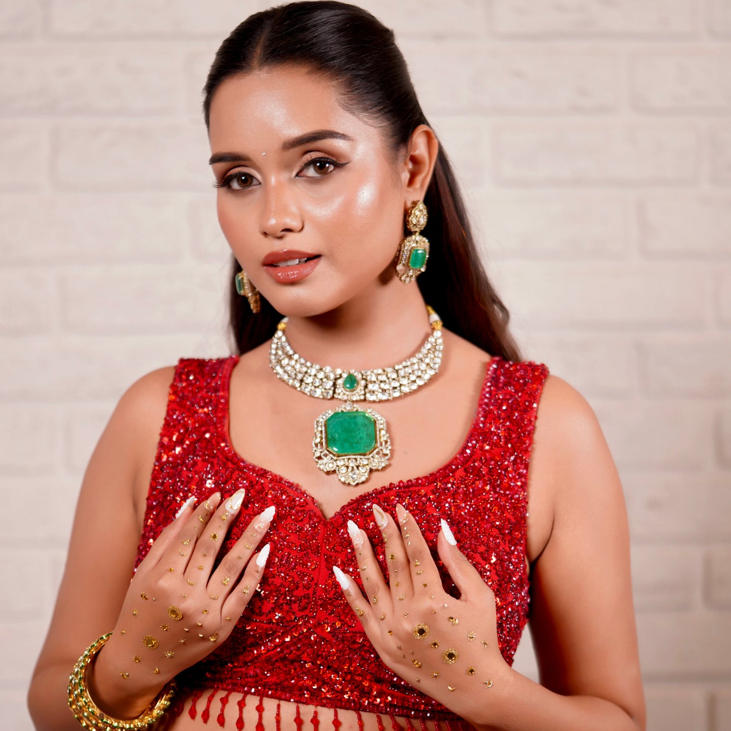 EMERALD MAJESTY KUNDAN SET