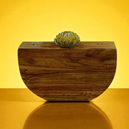 WODDEN CRECENT CLUTCH