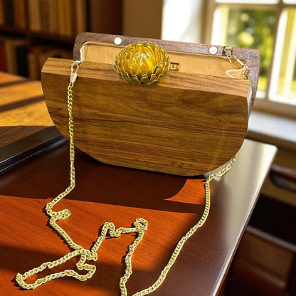 WODDEN CRECENT CLUTCH