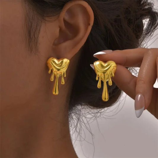 MELTED HEART GOLD STUD EARRINGS