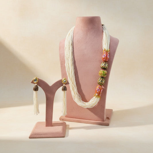 AMER BEADED LONG HANDPAINTED MALA SET