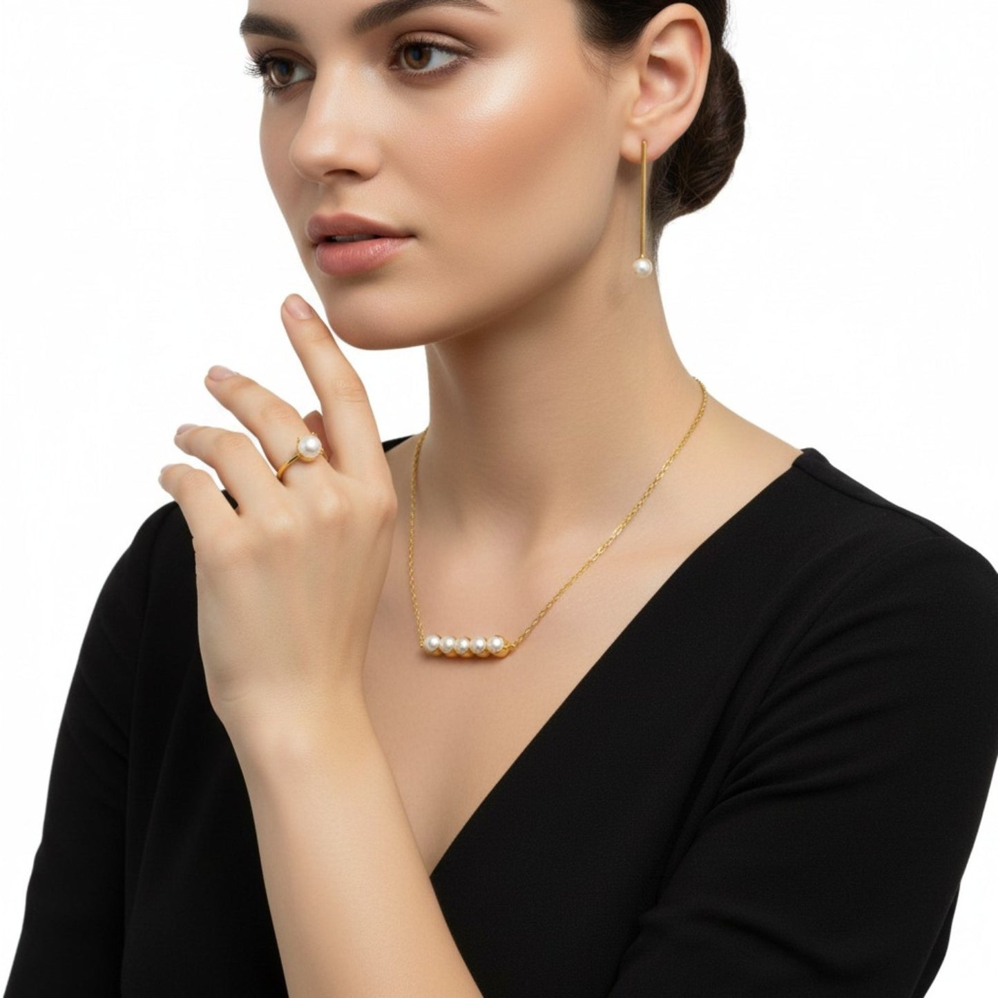 STRAIGHT PEARL NECKLACE SET