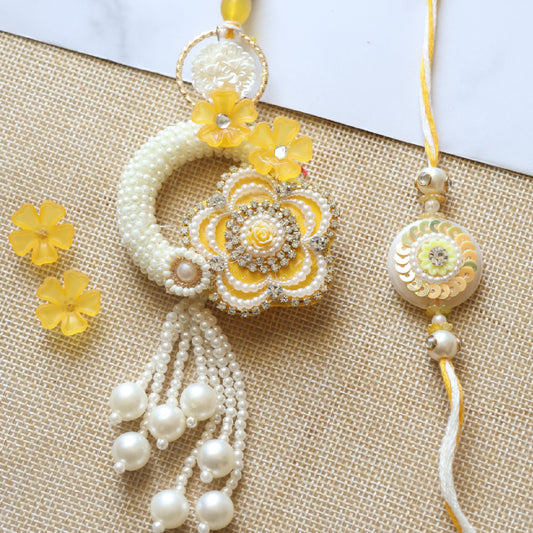 ZARI PHOOL RAKHI SET